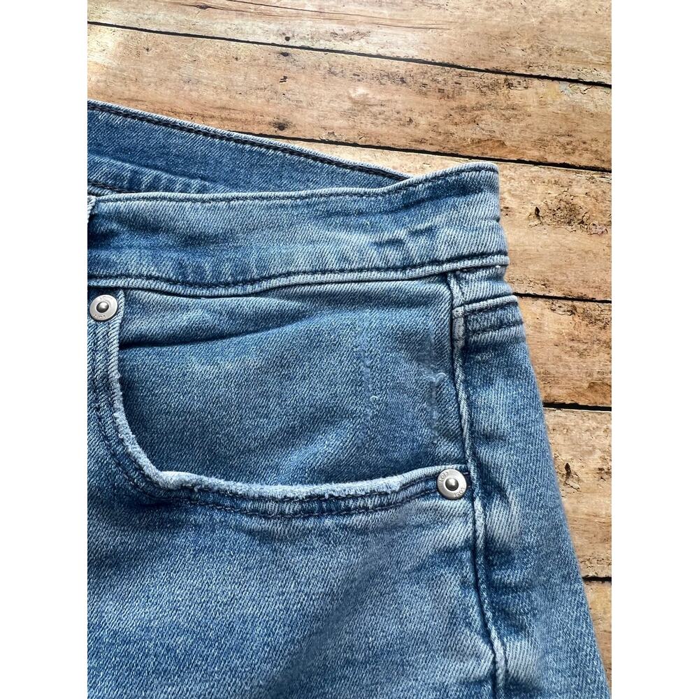 LOFT Petite High Rise Slim Flare Jeans Light Wash Frayed Raw Hem 34/ 18 - Picture 13 of 15